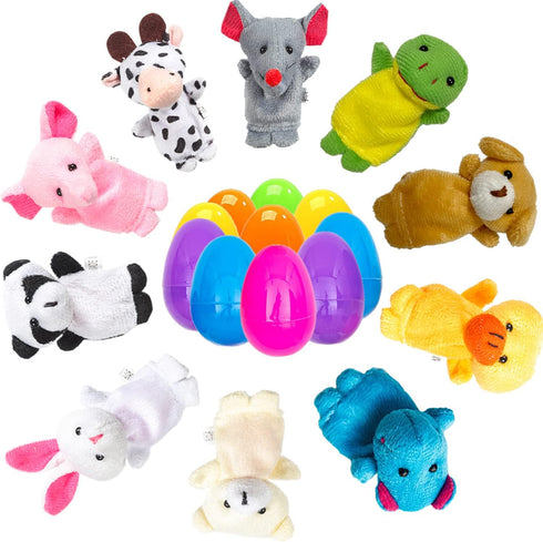 BAINFE 2.76'' 10 Pack Easter Eggs Basket Stuffers Finger Puppet for Theme Party Favor, Egg Hunt Filler, Goodie Bag