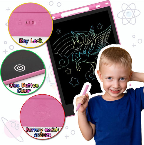 10 Inch 3-8, LCD Writing Tablet - Colorful Electronic Drawing Pad & Doodle Board for Kids Ages Erasable Educational