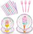 WERNNSAI Ice Cream Party Decorations - 64 PCS Ice Cream Plates Napkins