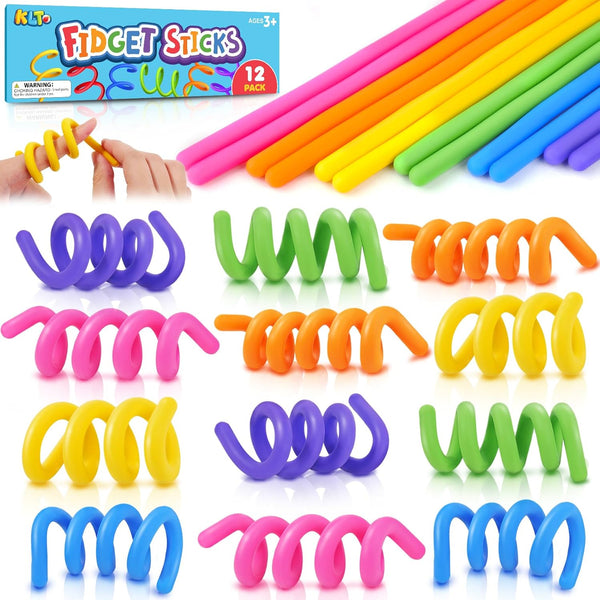 Fidget Toys Sensory Sticks for Kids: 12 Pack Sensory Toys for Kids
