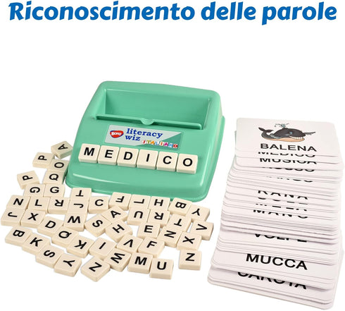BOHS Italian Literacy Wiz Fun Game - 60 Flash Cards - Educational Toys for Preschool Language Learning - See and Hide