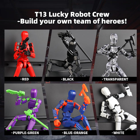 T13 Action Figure Set,6PCS Robot 13 Action Figure Dummy 3D Printed Toy Articulated Lucky for Modeling Collector Birthday Gift for Kid 3-8 Year(Requires Assembly)