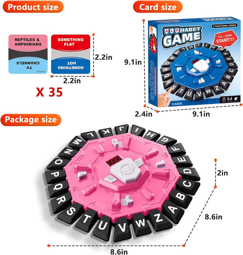 2 35 24-Letter 2+ 3 Resflycheng Word Game Family Board Game with Digital Display Timer, Modes, Double-Sided Cards, Fun