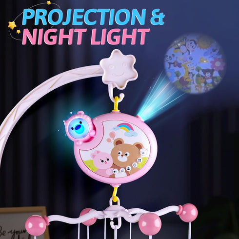 RSEPD Pack Crib Mobile with Music and Lights, Baby Mobiles for Cribs, Nursery Musical Mobile for Bassinets Toys Hanging