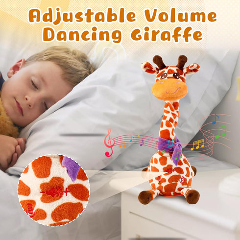 JISON21 Dancing Talking Giraffe Plush Toy, Funny Singing Recording & Repeating Musical Giraffe, Unique Valentine's Day