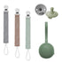Ali+Oli Complete Pacifier Bundle: Green Silicone Case, Linen Pacifier Clips, and Green/Grey