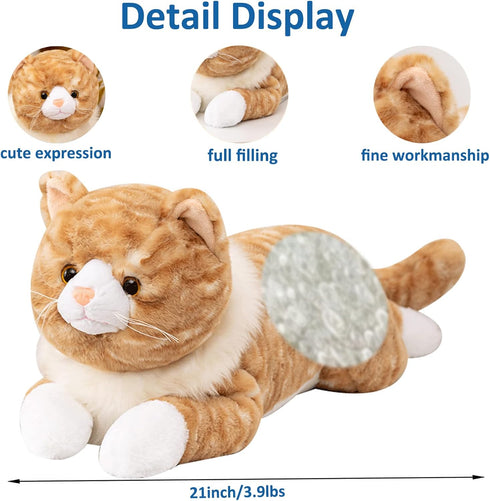 Litence 3.9 lbs 21 inch Cat Weighted Stuffed Animals, Weighted Cat Plush Toy Realistic Cat Weighted Plush Animals