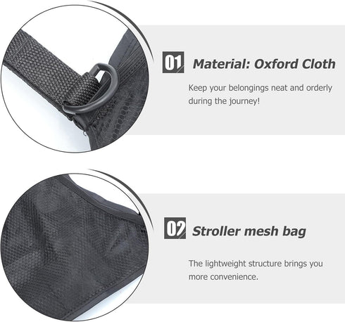Stroller Organizer Bag with Diaper Storage Pouch and Mesh Side Pocket for Supplies, Universal Hanging Nursery Bag