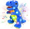 Cuteoy Light-up Singing Plush Blue Dinosaur LED Musical Stuffed Animal T-Rex Adjustable