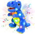 Cuteoy Light-up Singing Plush Blue Dinosaur LED Musical Stuffed Animal T-Rex Adjustable