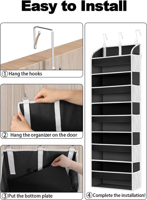 2 Pack Over The Door Storage Organizer with 5 Pockets, 10 Mesh Side Pockets, 44 lbs Capacity for Bedroom, Bathroom,