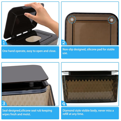 Wet Baby Wipes Dispenser - Large Capacity Wipe Holder Seal-Designed Dust-Proof Wet Wipes Container Keep Diaper Wipes