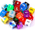 TecUnite 25 Pieces Polyhedral Dice Set with Black Pouch for Table Games (Bright Color, 6 Sides)