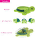Dollibu Green Sea Turtle Family Bath Squirters, 4 Piece Bath Toy Set for Kids, Floating Rubber Squirt Toys