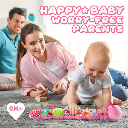 Baby Toys for 0-12 Months - Musical Stuffed Animals with Multi-Sensory Crinkle and Rattles for Newborns