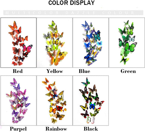 PARLAIM 104PCS 3D Butterfly Wall Decals - Removable Mural Stickers for Kids Nursery Bedroom Living Room Decor