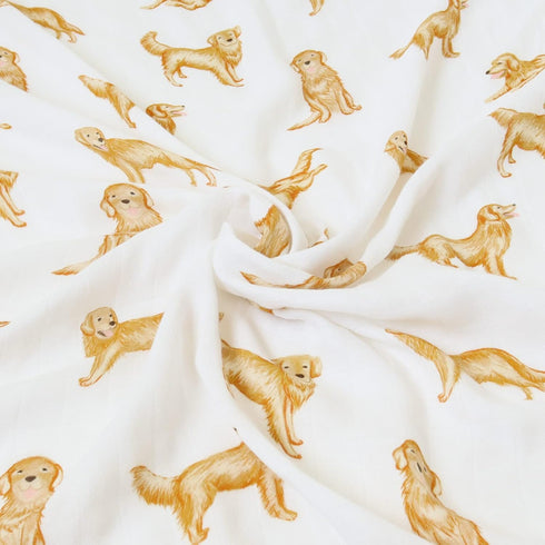 LifeTree Baby Swaddle Blankets with Golden Retriever Dog, 70% Viscose Bamboo and 30% Cotton, 47" x 47"