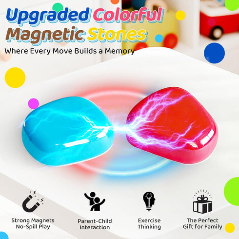 Oriventa 2-in-1 20 (10 8-12, Magnetic Chess Game with Silicone Board & String, Colorful Magnetic Stones Colors)