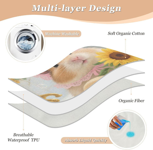 siphylline 52" 34" Cartoon Hamster Bathtub Extra Large Resuable Toddler Mattress Pads Highly Absorbent Potty Training