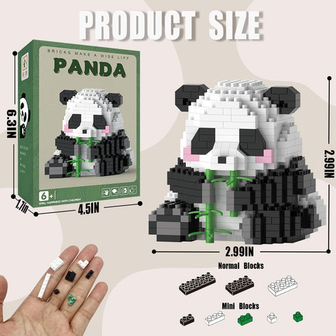Mini Building Blocks- Bamboo Panda, Party Favors- Micro Blocks Panda Toy for Kids 6 7 8 9 10+, Mini Blocks Building Sets for Adults, Easter/Birthday for Boys and Girls(504PCS)