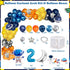 Fiesec 130 Two the Moon Birthday Boy PCs Outer Space Second Birthday Party Supplies with Backdrop, Cake Topper