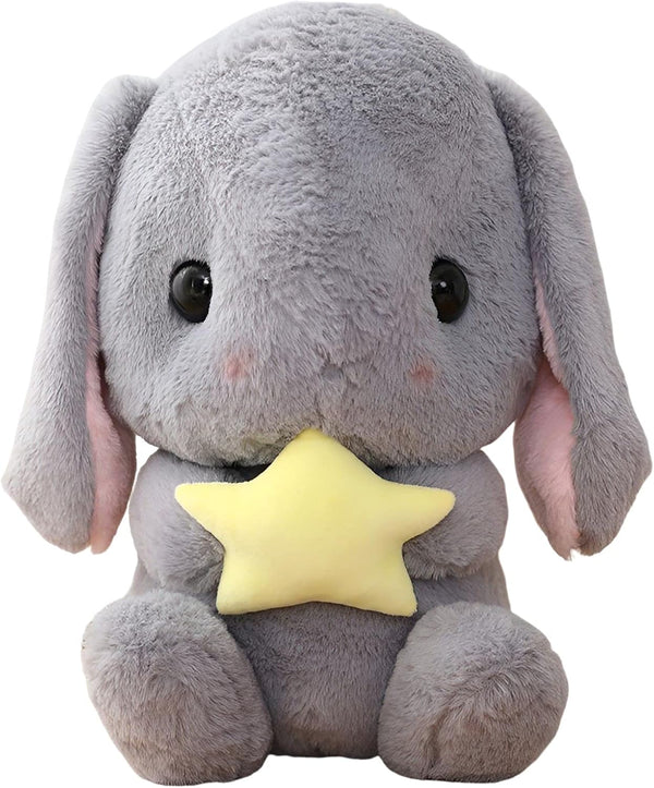 HOUPU Soft Toy - Sitting Lop Eared Rabbit, Easter White Rabbit Stuffed Bunny with Carrot Plush Toy
