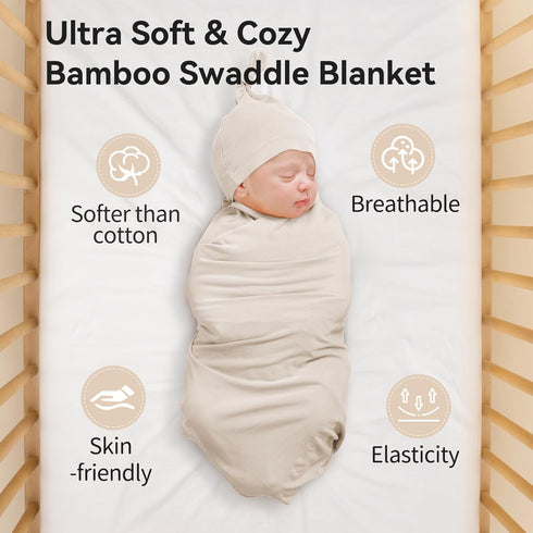 BubblePanda Blanket,2 Pack 47 47 Inch, Rayon Made from Bamboo Baby Swaddle Soft & Breathable Receiving Blankets