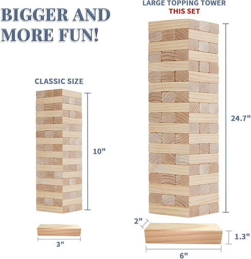 Megwoz 57 4.2FT Giant Tumble Tower Games for Kids and Adults Blocks New Zealand Pine Wooden Blocks Stacking to Over