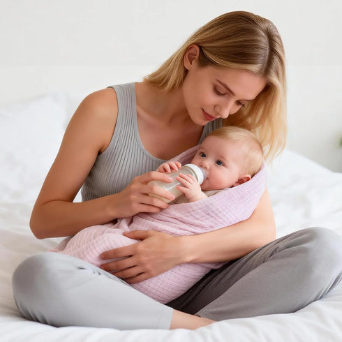 Set 2 32x32 5-Layer Vie Triomphe Muslin Baby Swaddle Blankets of Pink and Yellow Gauze Soft Breathable Cotton Receiving