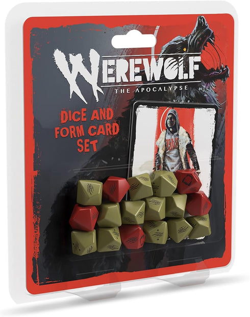 Werewolf: The Apocalypse 5th Edition Roleplaying Game Dice & Form Card Set - RPG Accessory, 17 Dice & 5 Cards