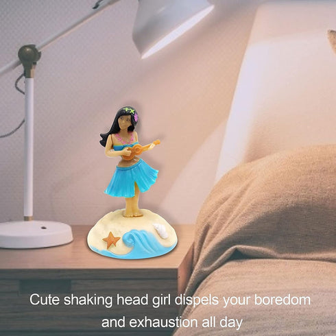 Solar Powered Dancing Figures Decoration - Hula Girl Shaking Head Ornaments for Car Dashboard Interior