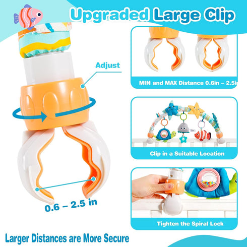 0-6-12 Jollybaby Musical Bassinet Stroller Crib Mobile Toy for Baby Months, Infant Clip On Arch Hanging Toy with Music