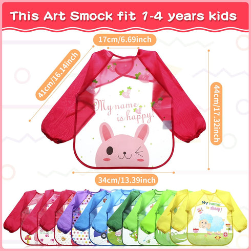 JaGely Kids Art Smocks Toddler Smock Waterproof Painting Aprons Children Apron with Long Sleeve Washable Bib for Baby