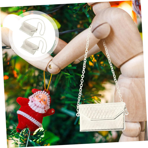 Toyvian 2pcs Miniature Metal Handbag Dollhouse Accessories, Doll Handbags for Bjd Dolls, Ladies Wallet