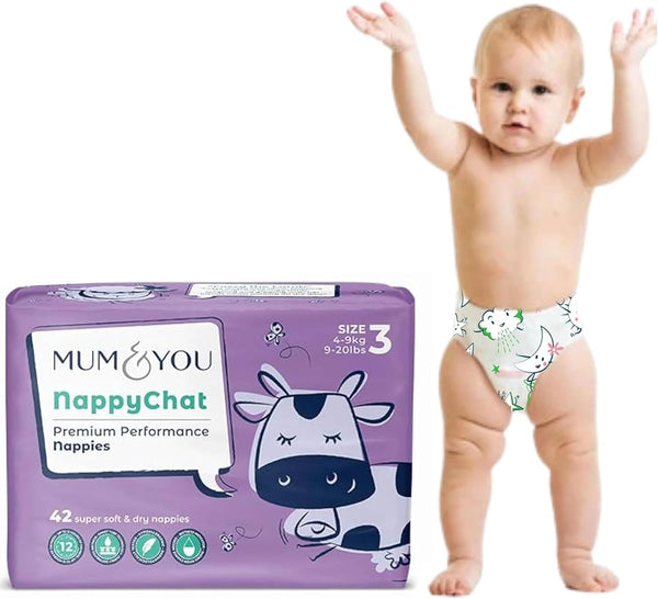 Mum & You Nappychat Premium Performance Eco Diapers, Size 3 (42 Diapers)
