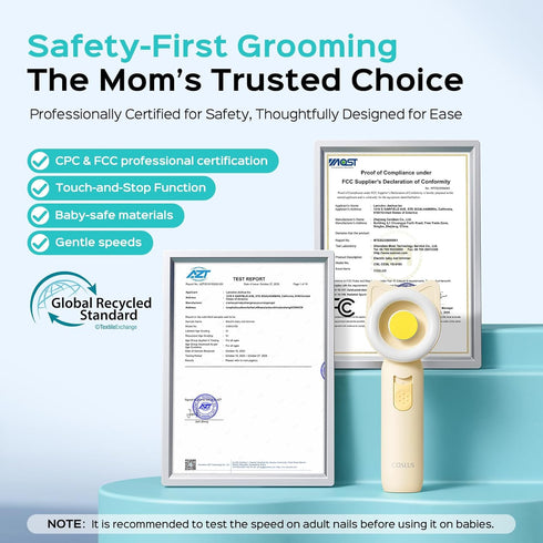 C50 Trimmer 360 16-in-1 COSLUS Baby Nail File, Baby Nail Electric, Baby Nail Clipper - Gentle, Quiet with Light, Safe