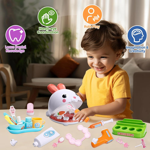 Set, 31PCS Playset, 3+ Crelloci Dentist Kit Pretend Play Teeth Dental Tools Medical Accessories, Pet Doctor Role Play