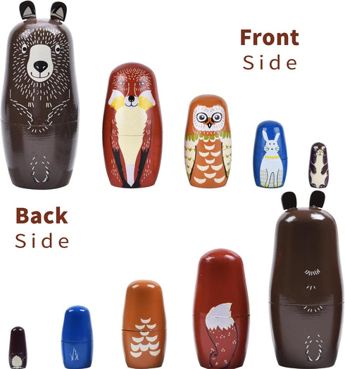 5Pcs 6" Nesting Dolls, Tall Russian Nesting Dolls, Handmade Matryoshka for Kids, Wooden Stacking Toys for Christmas