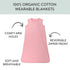 HonestBaby Baby Standard Wearable Blankets Sleeping Bags Swaddle Transition 100% Organic Cotton for Infant Boys, Girls, Unisex, Strawberry Cream, Small