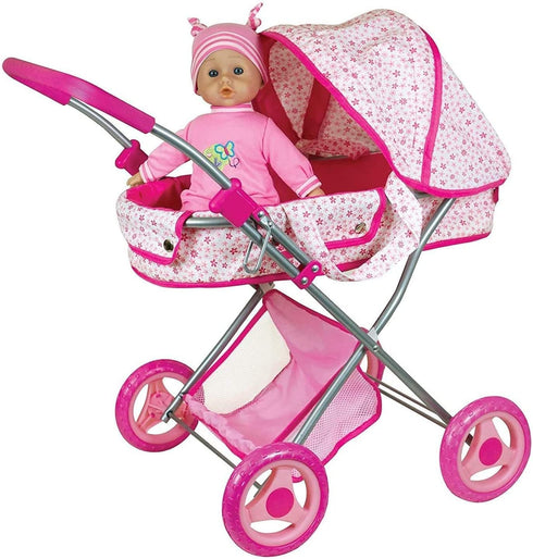 Lissi Deluxe Doll Pram with 13" Baby Doll, Includes Diaper Bag & Accessories for Ages 4 and Up