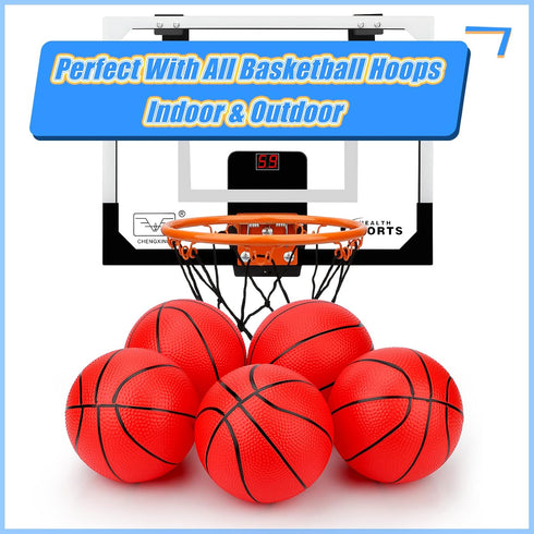 6 Pack 6" Mini Basketballs for Toddlers, Kids, Teenagers with Pump, Durable PVC for Mini Over Door Hoop