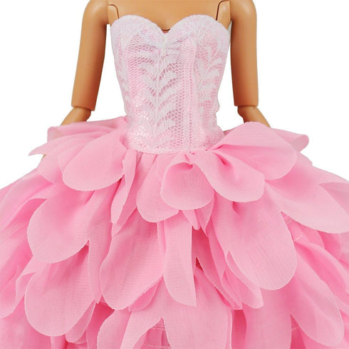 BARWA Princess Evening Party Clothes Outfit Set for 11.5 inch Doll with Hat, Pink Wedding Dress
