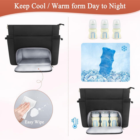 Adworte Pack 16 Wearable Breast Pump Bag for Working Mom, Breastmilk Cooler Tote Bag with Insulated Compartment, Breast