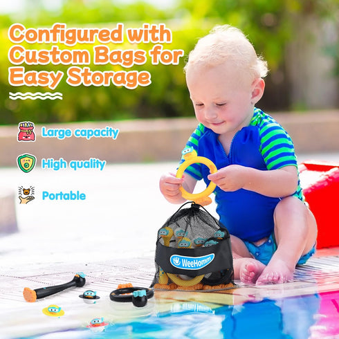 WeeHomm 9 Swimming Summer 4-8 8-12, Pool Diving Toys for Kids, PCS Pool Diving Rings, Duck Dive Sticks with Duck Float