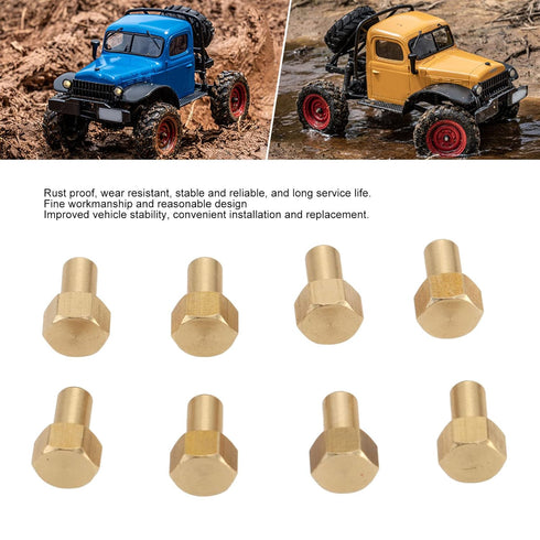 1/24 RC Hex Nut, 8Pcs Brass RC Wheel Lock Nut Replacement Accessories for SCX24 Wheels & Tires (8mm)