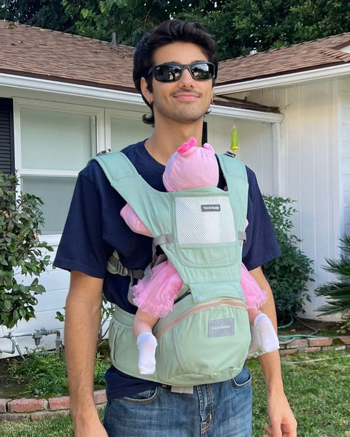 Eazy Buddy 4-in-1 3-44lbs Travel Buddy Baby Carrier | with Hip Seat and Sling | Adjustable Size for Dad & Mom | Back