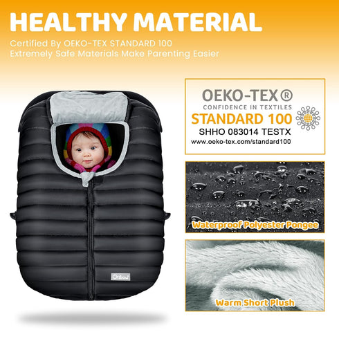 Orzbow Car Seat Cover Baby, Winter Car Seat Cover for Infant Boys & Girls, Warm Carseat Covers Baby with Plush Lining