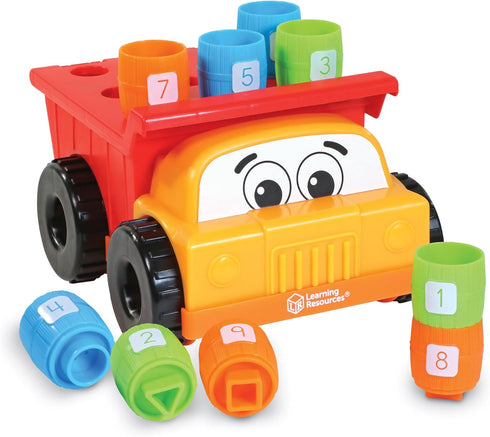 Learning Resources Tony the Peg Stacker Dump Truck, 10 Pieces Fine Motor Skills Toy for Toddlers, Ages 18+ Months