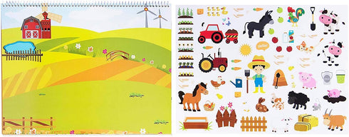 Giggles & Pebbles Educational Magic Sticker Pad Book for Kids, Reusable Non-Adhesive Stickers with Farm, Zoo, Ocean