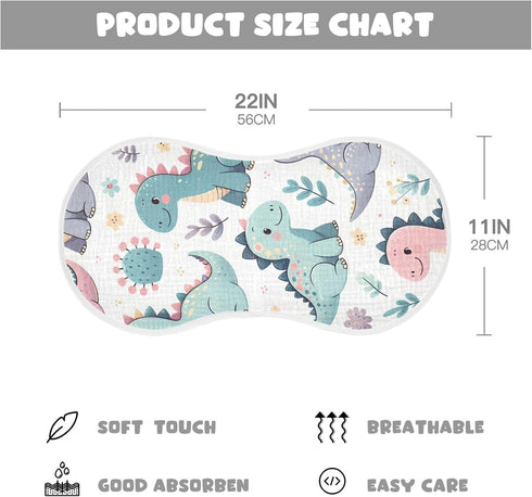 FLildon 2PCS Muslin Burp Cloth for Baby Cute Little Dinosaurs Super Absorbent Burping Cloths, Bibs for Newborn Boys